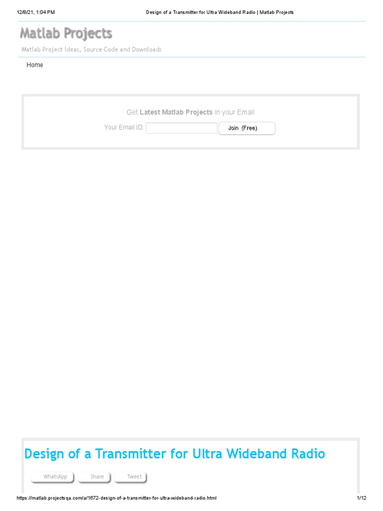 UWB Transmitter Design in MATLAB | PDF | Ultra Wideband | Radio
