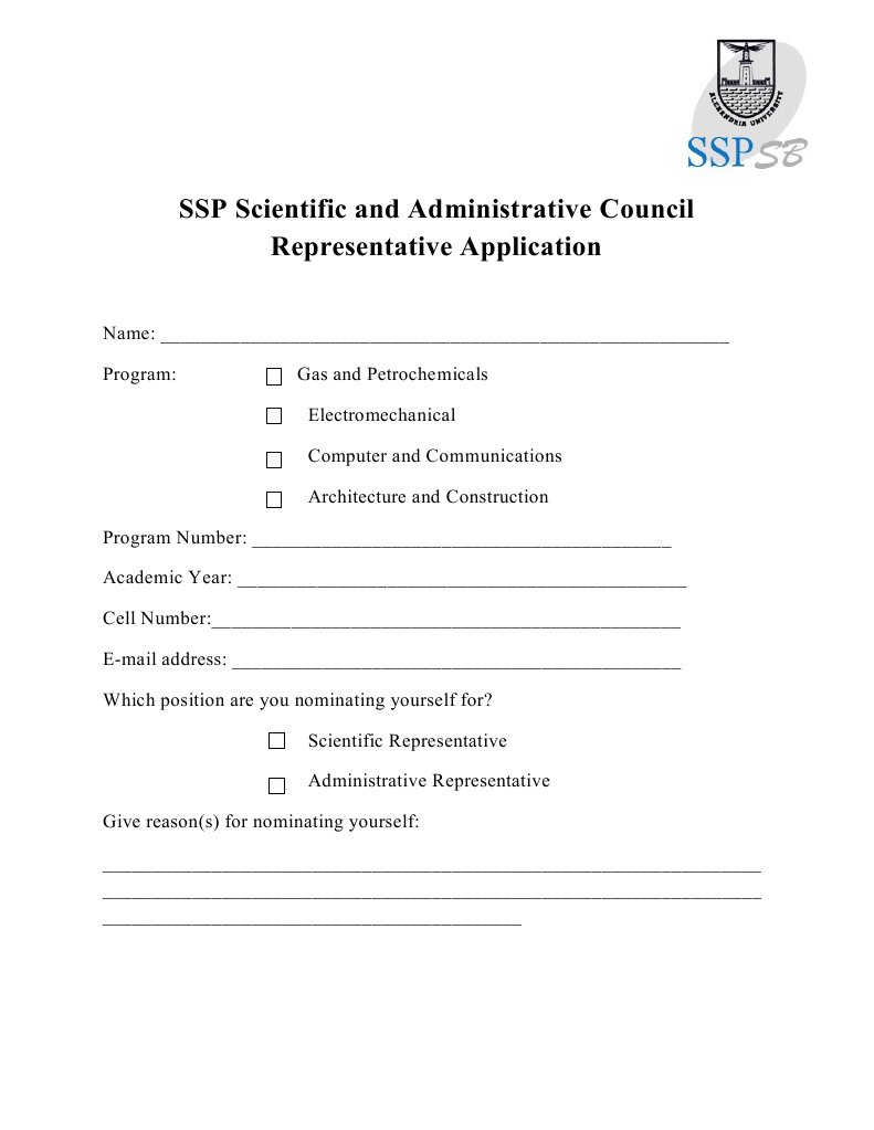 SSP Council Representative Application Form | PDF | Career & Growth ...