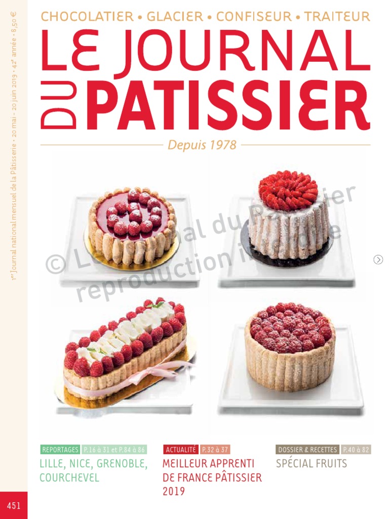 Page De Garde Cahier De Recettes Boulangerie Patisserie N° 452 - Journal Du Pâtissier | PDF | Produits de boulangerie | Desserts