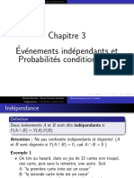 Chap 3 - Evenements independants et probabilites conditionnelles