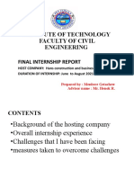 Institute of Technology Faculty of Civil Engineering: Final Internship Report