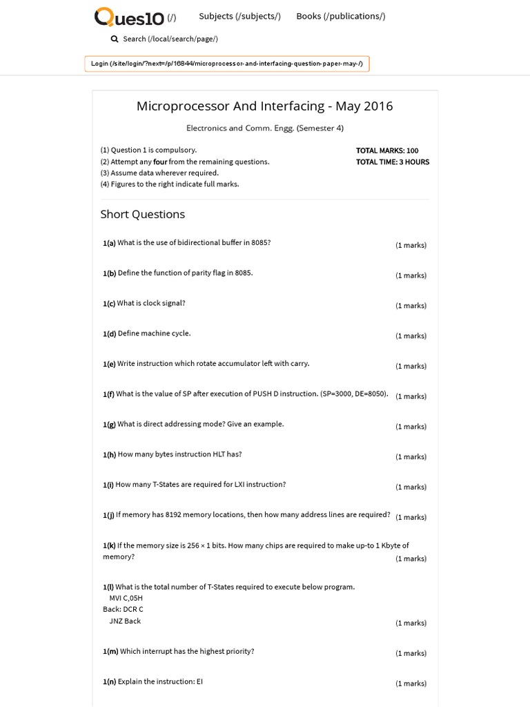 Microprocessor Interfacing Exam Paper | PDF | Electronics | Electrical ...