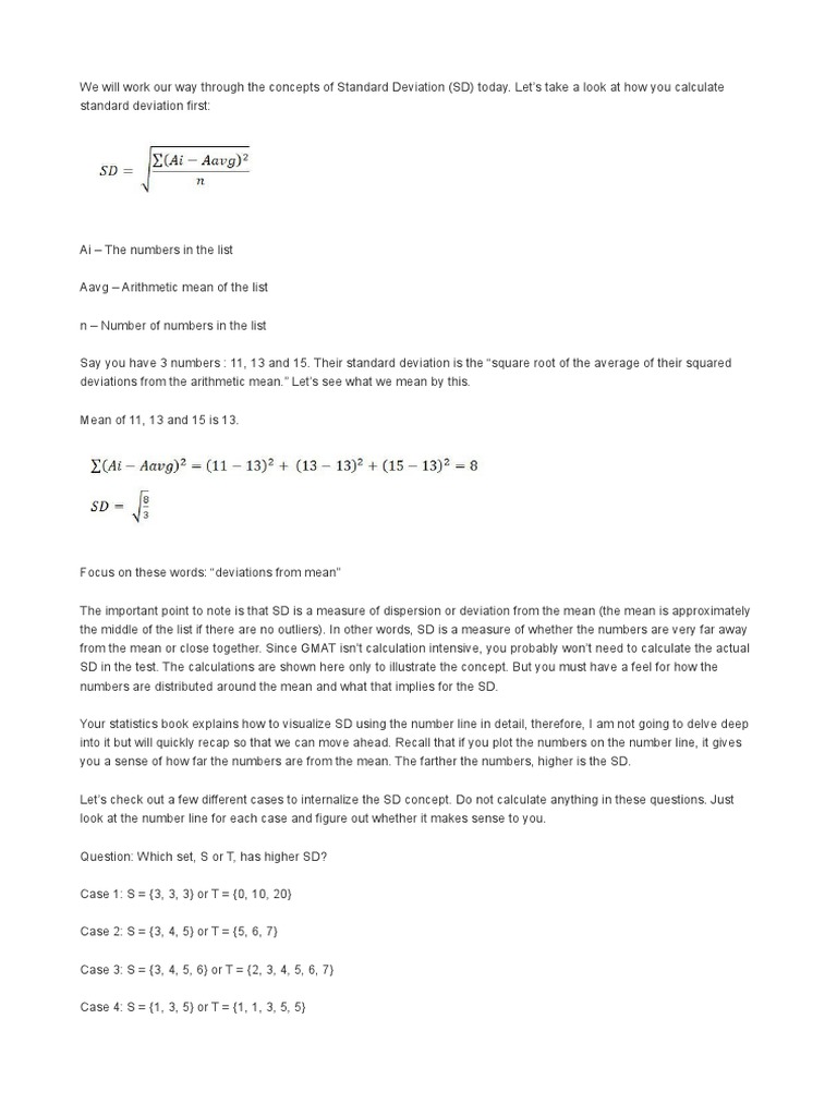 Dealing With SD Part I | PDF | Standard Deviation | Mean