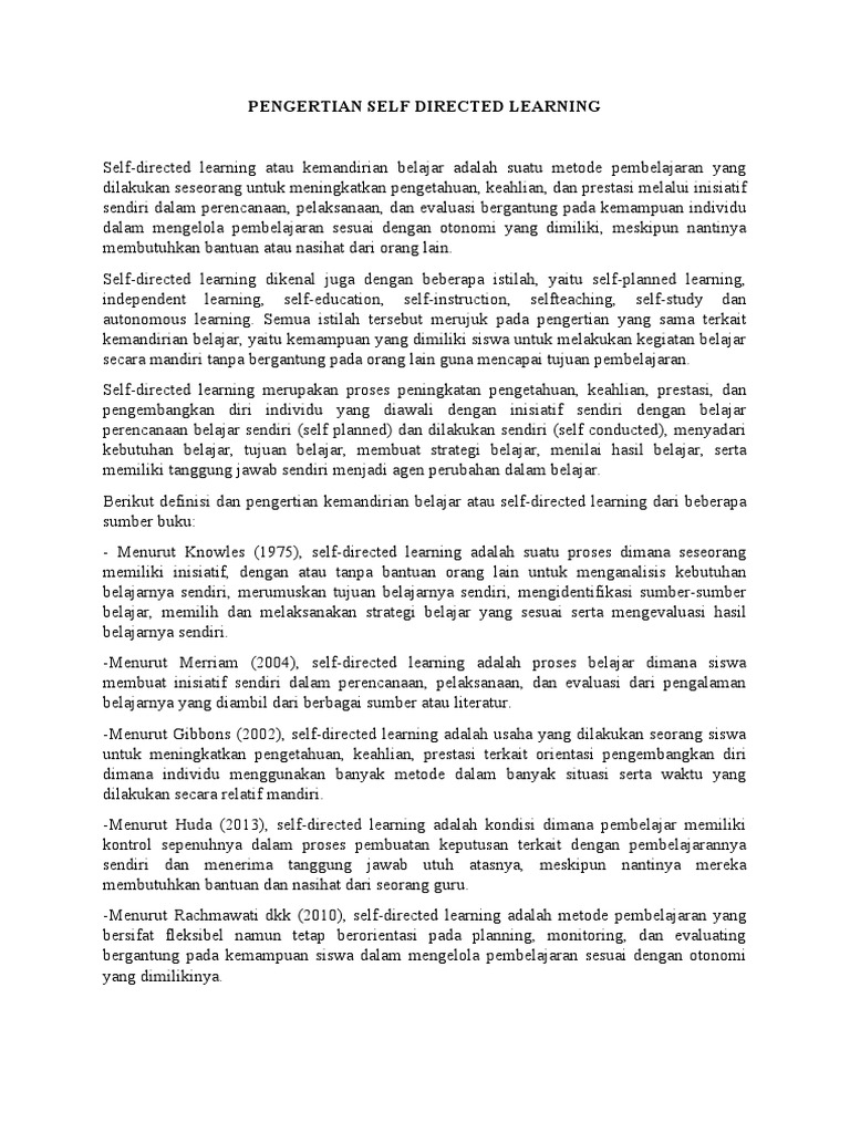 Pengertian Self-Directed Learning | PDF | Karier & Perkembangan ...