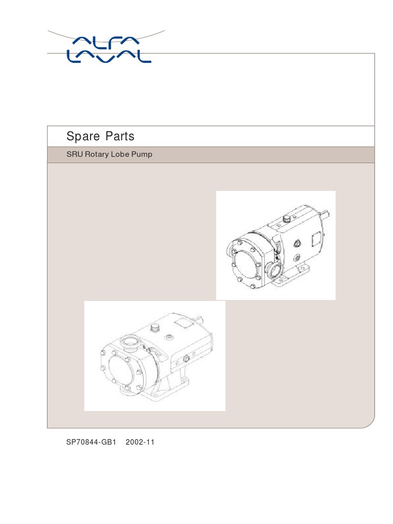 SRU Rotary Lobe Pump Spare Parts List | PDF | Washer (Hardware) | Screw
