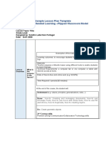 Sample Lesson Plan Template Teaching in A Blended Learning - Flipped Classroom Model