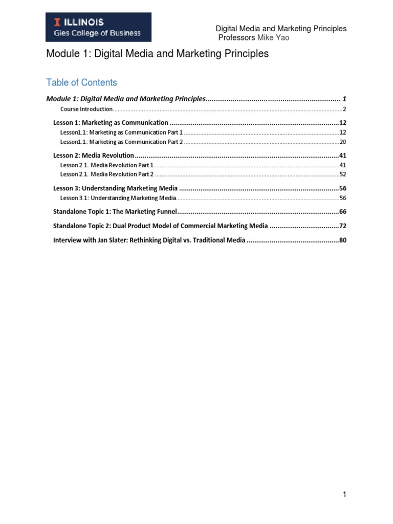 Digital Media and Marketing Principles Module 1 PDF Digital