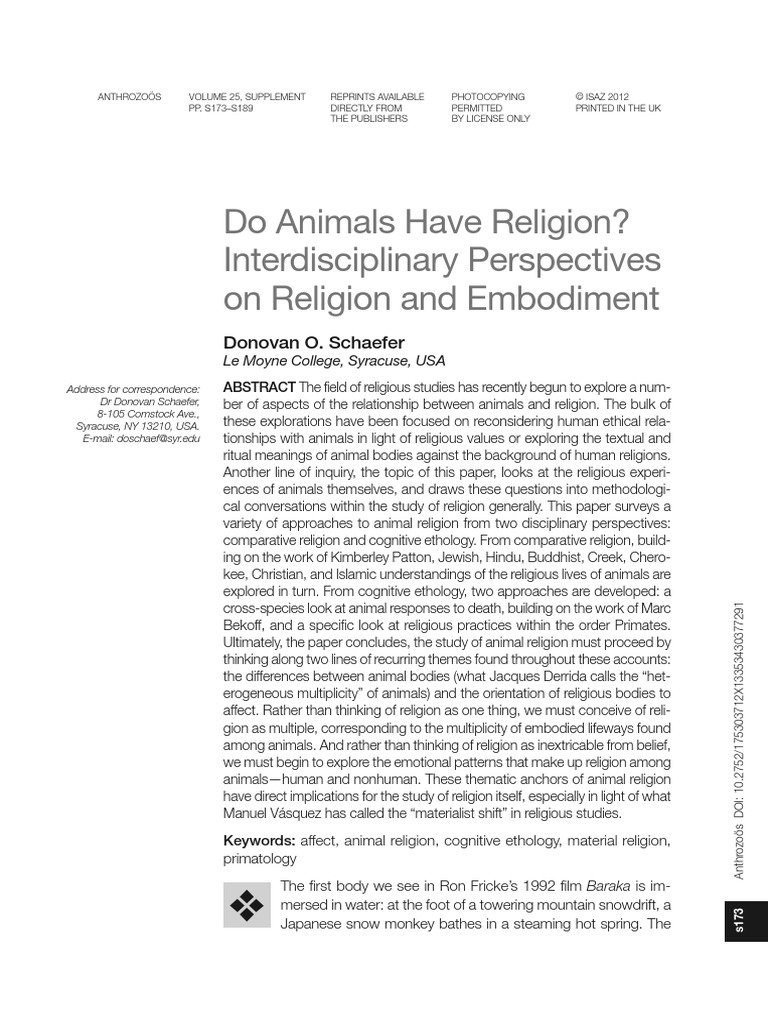 Do Animals Have Religion Interdisciplina | PDF | God | Ethology