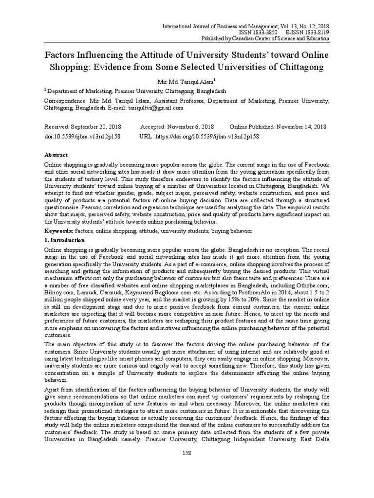 Factors Influencing The Attitude of University Students' Toward Online ...