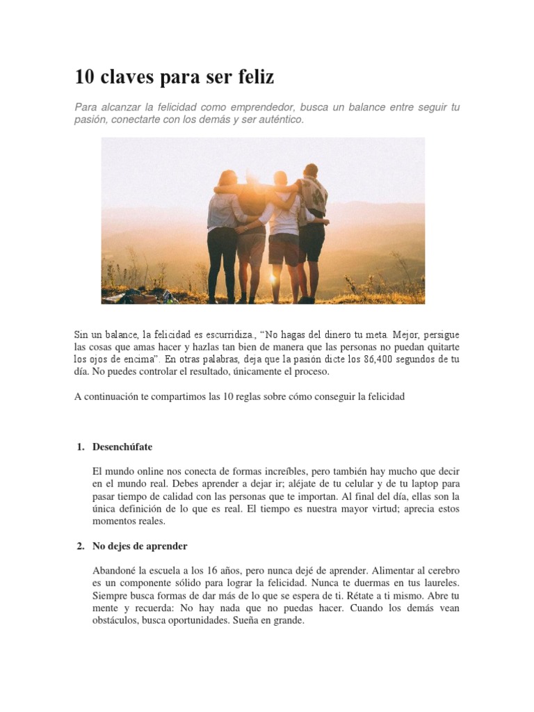 10 Claves para Alcanzar la Felicidad | PDF | Felicidad