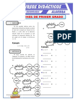 Ecuaciones de Primer Grado Para Tercero de Secundaria