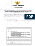 Pengumuman Hasil Integrasi Nilai SKD-SKB Seleksi Cpns Pemerintah Kabupaten Mamasa Formasi 2021