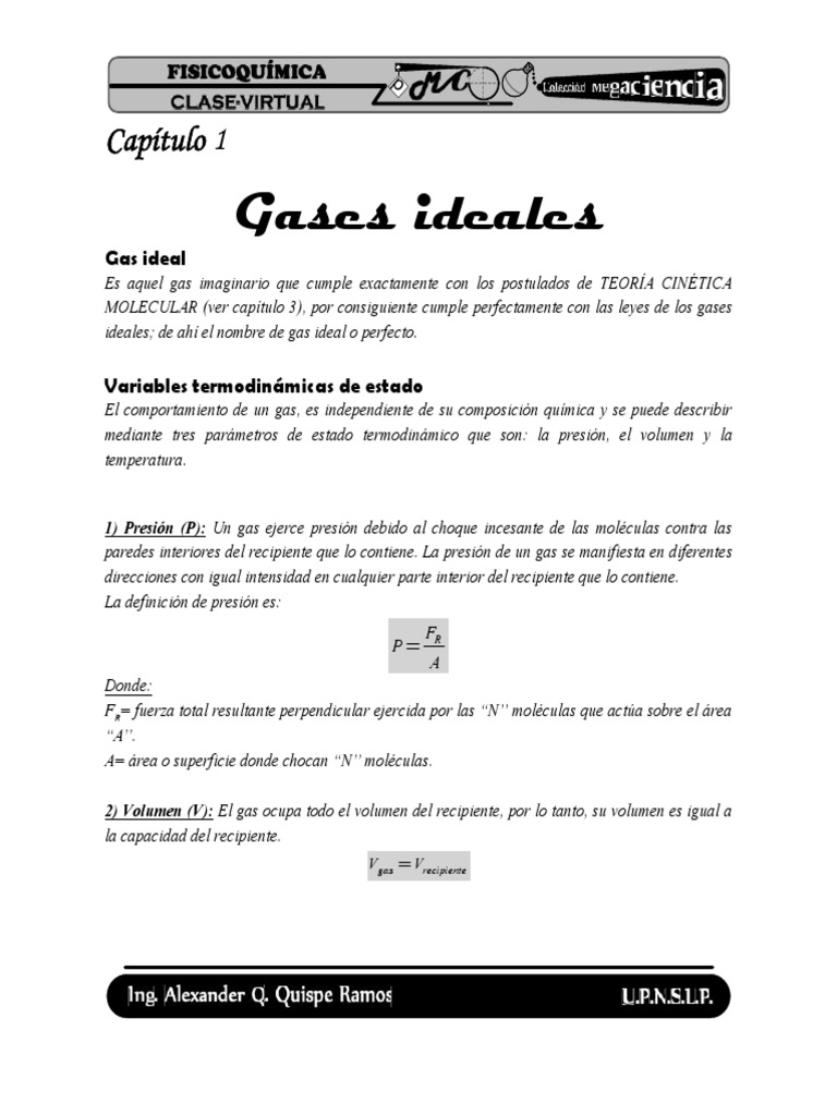 Gases Ideales: Propiedades y Ecuaciones | PDF | Gases | Mole (Unidad)