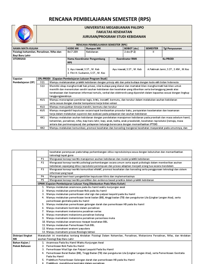 RPS Praktikum Fisiologi Kehamilan, Persalinan, Nifas Dan BBL | PDF ...
