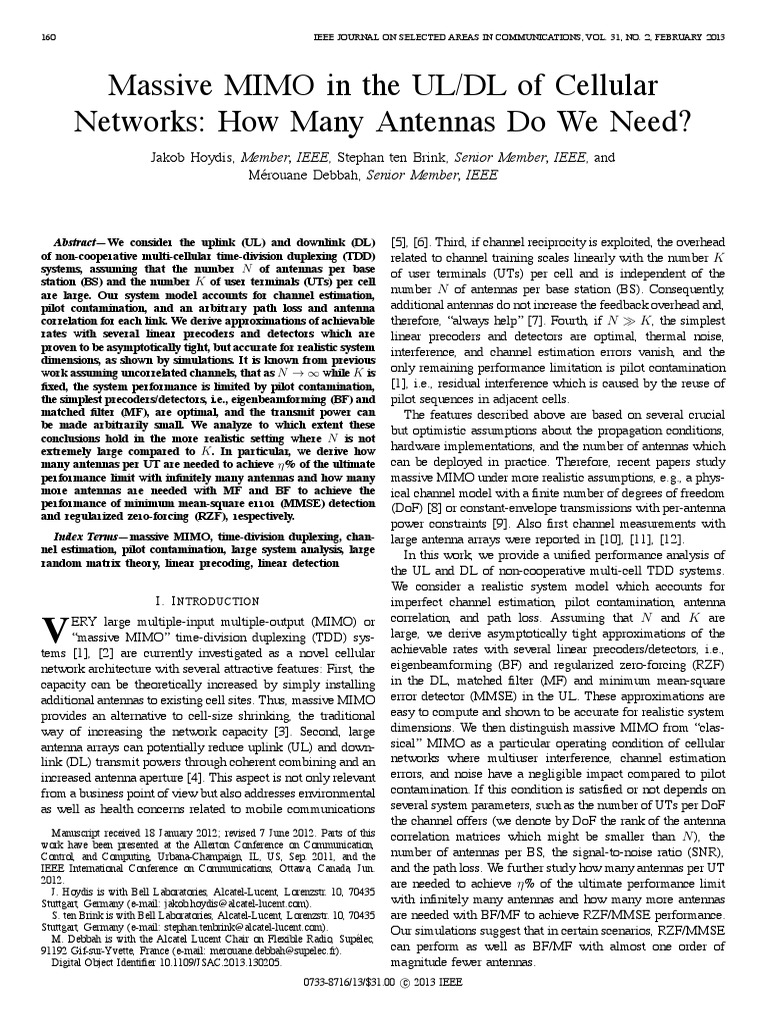 Antenna Requirements in Massive MIMO | PDF | Mimo | Matrix (Mathematics)