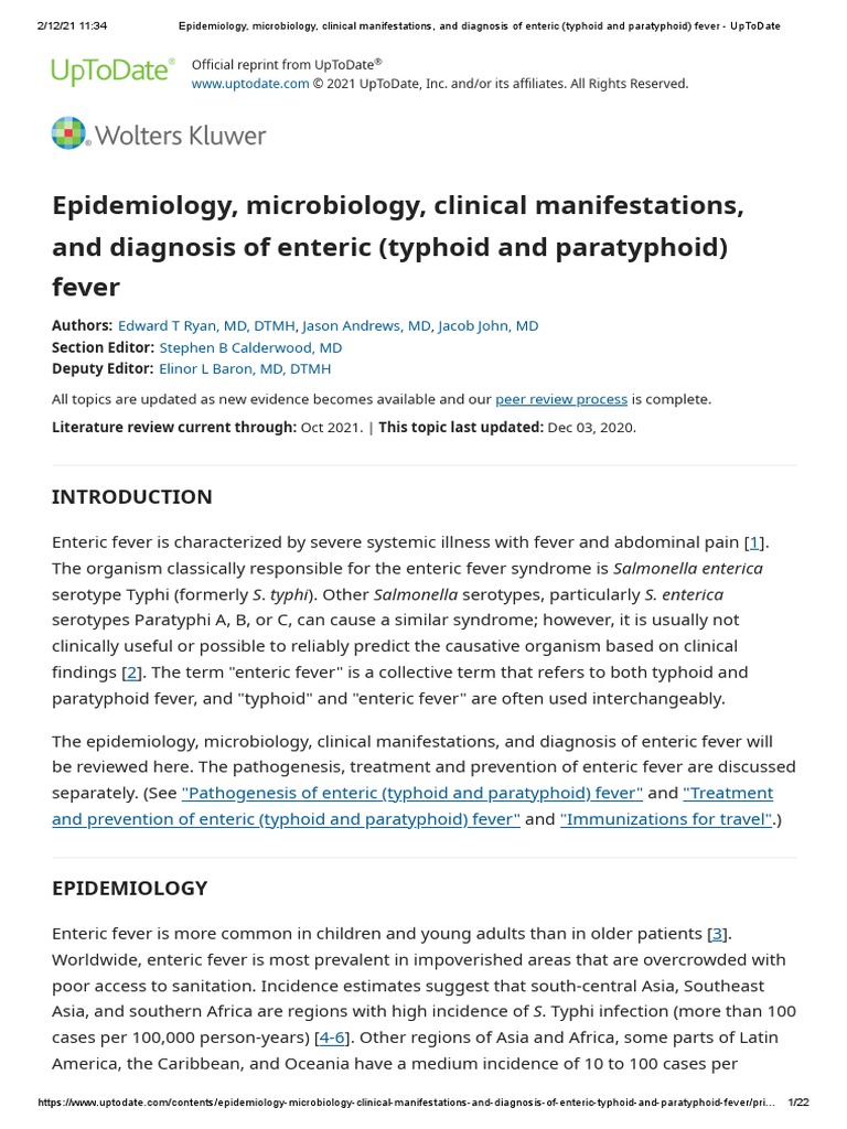 Epidemiology, Microbiology, Clinical Manifestations, and Diagnosis of