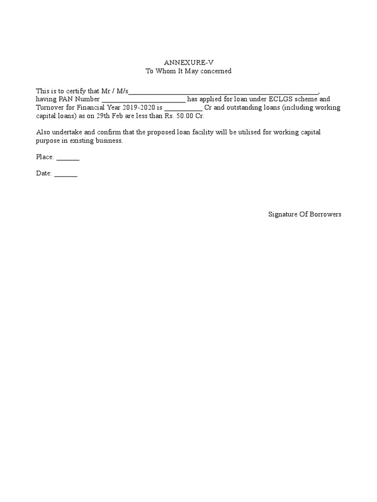ECLGS Loan Application Certification | PDF