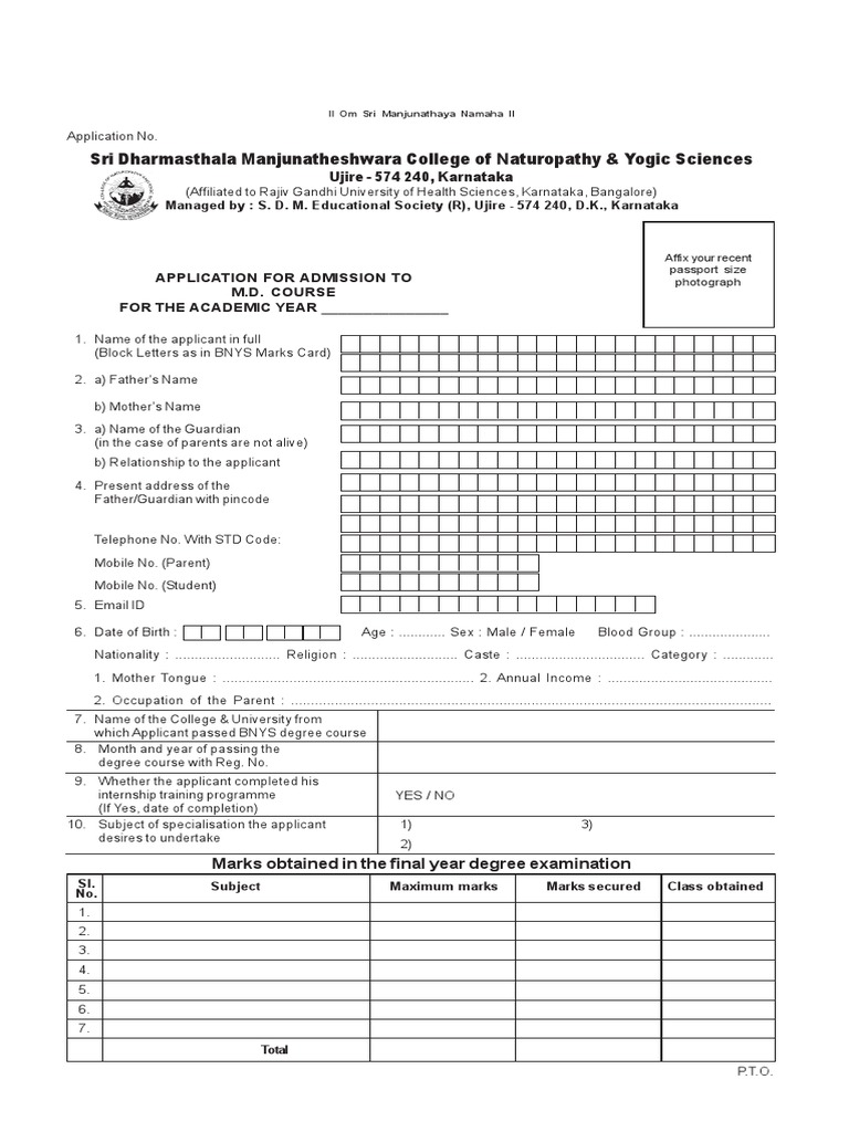 Form of Application MD | PDF | Justice | Doctor Of Medicine
