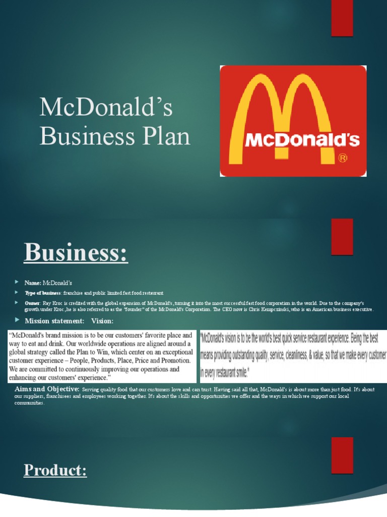 McDonald's Business Plan | PDF | Mc Donald's | Fast Food Restaurants