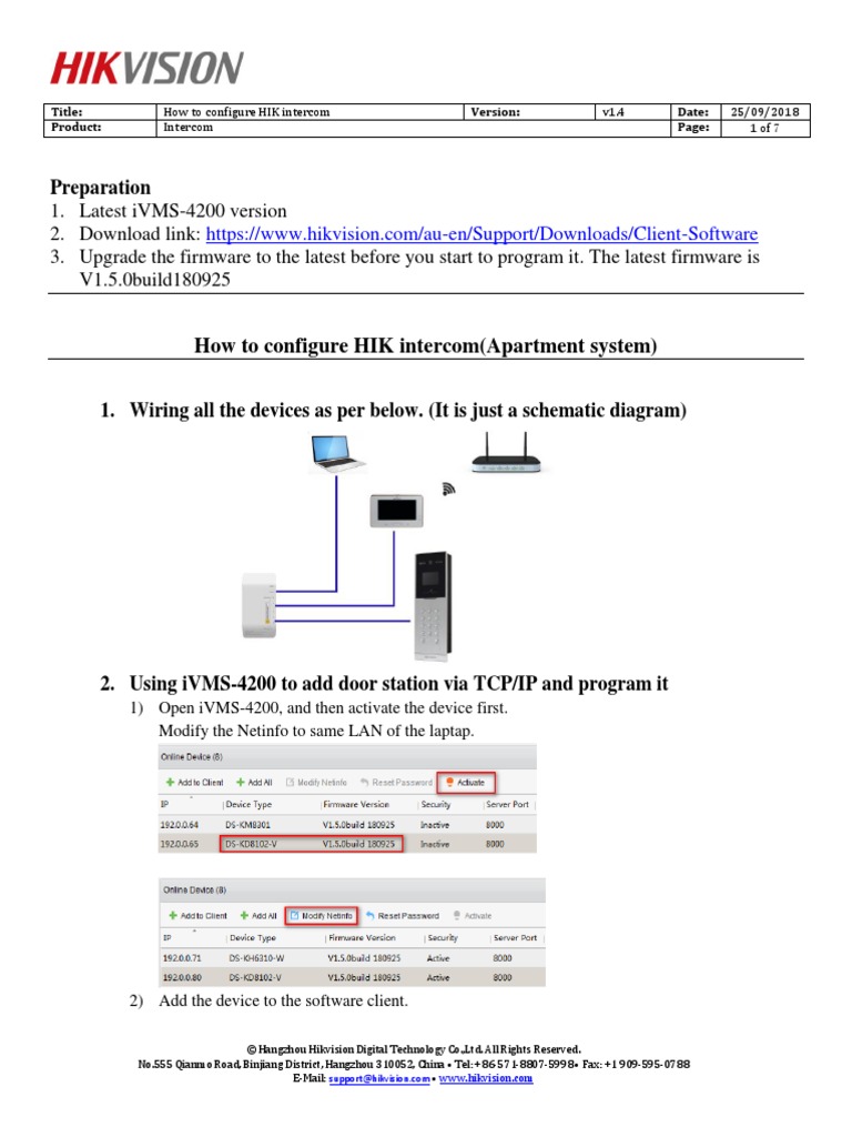 How To Configure HIK Intercom (Apartment System) | PDF | Qr Code | Wi Fi