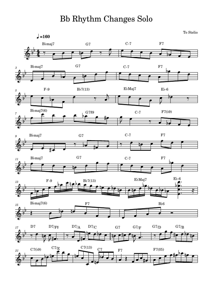 BB Rhythm Changes Solo PDF Music Theory Elements Of Music