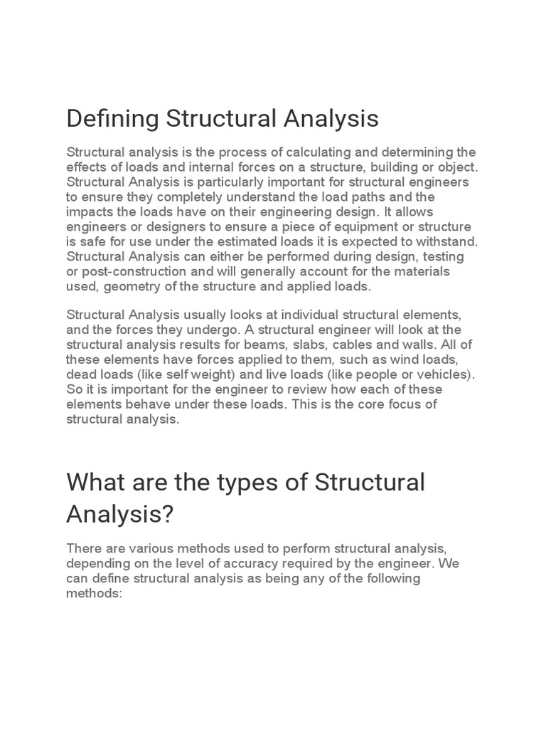 Overview of Structural Analysis Methods | PDF | Structural Analysis ...