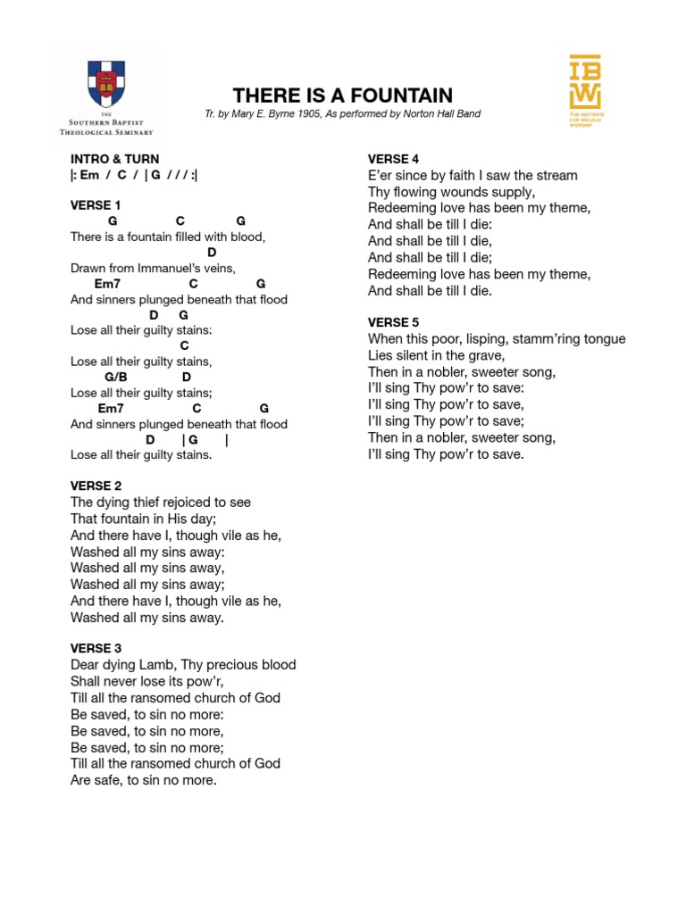 There Is A Fountain NHB Chords PDF