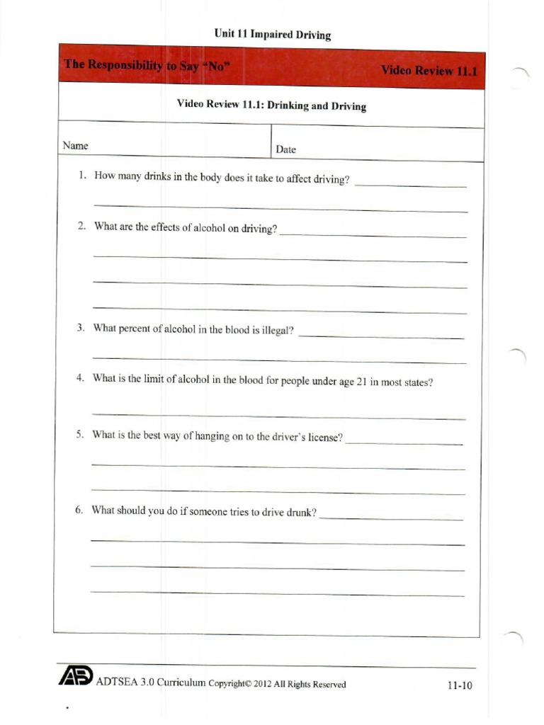 Worksheet 1 Alcohol PDF