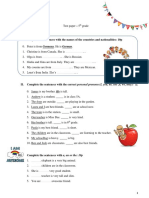 I. Complete The Sentences With The Names of The Countries and Nationalities: 10p