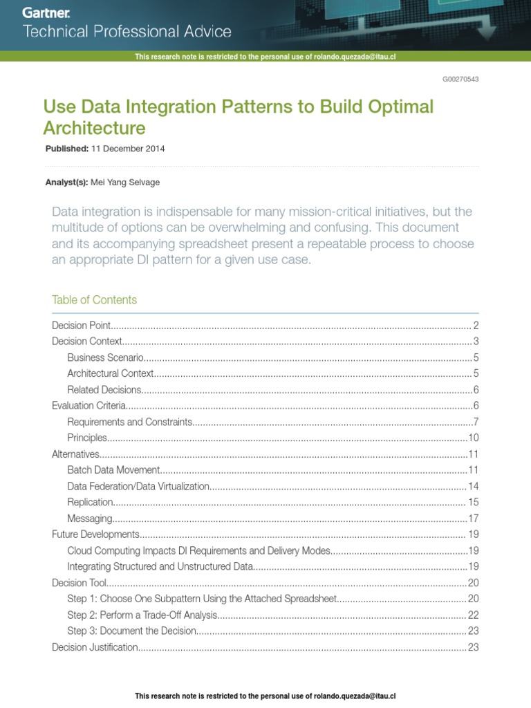 Gartner - Use - Data - Integration - Pattern - 270543 | PDF | Databases ...