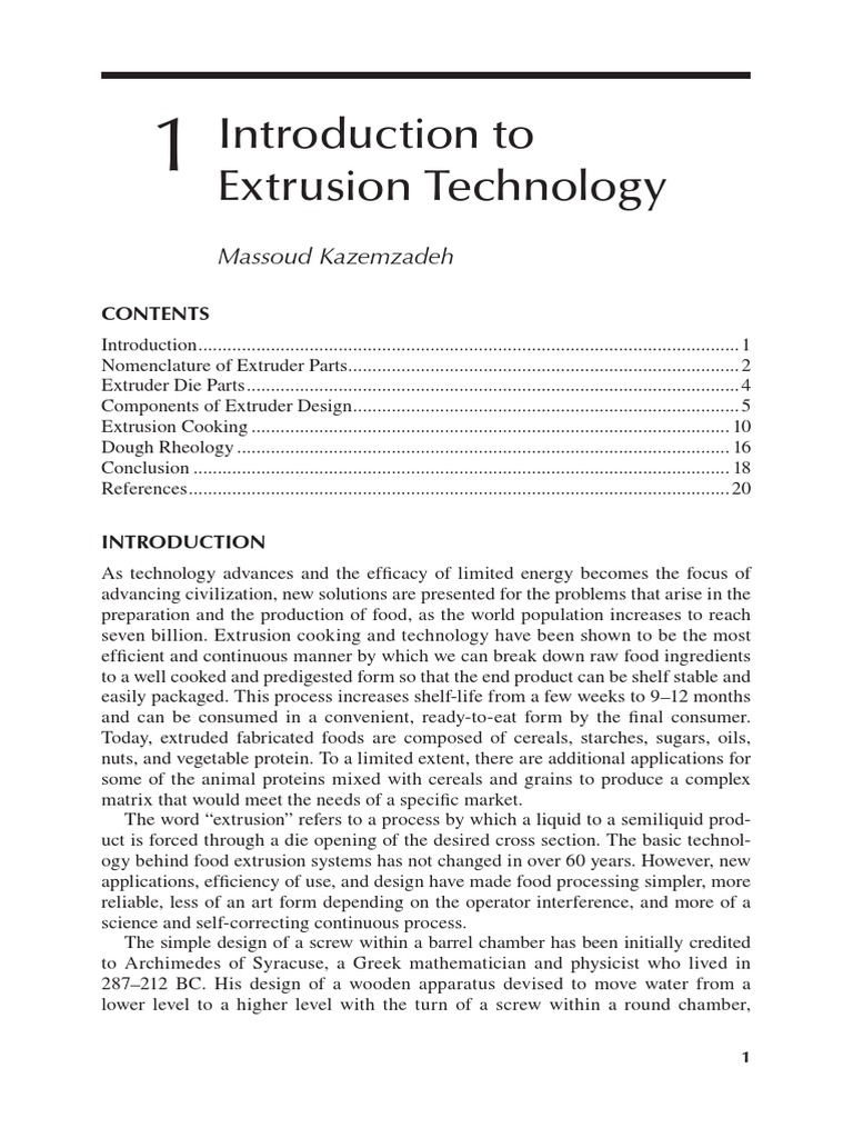 Introduction to Extrusion Technology | PDF | Extrusion | Thermoplastic