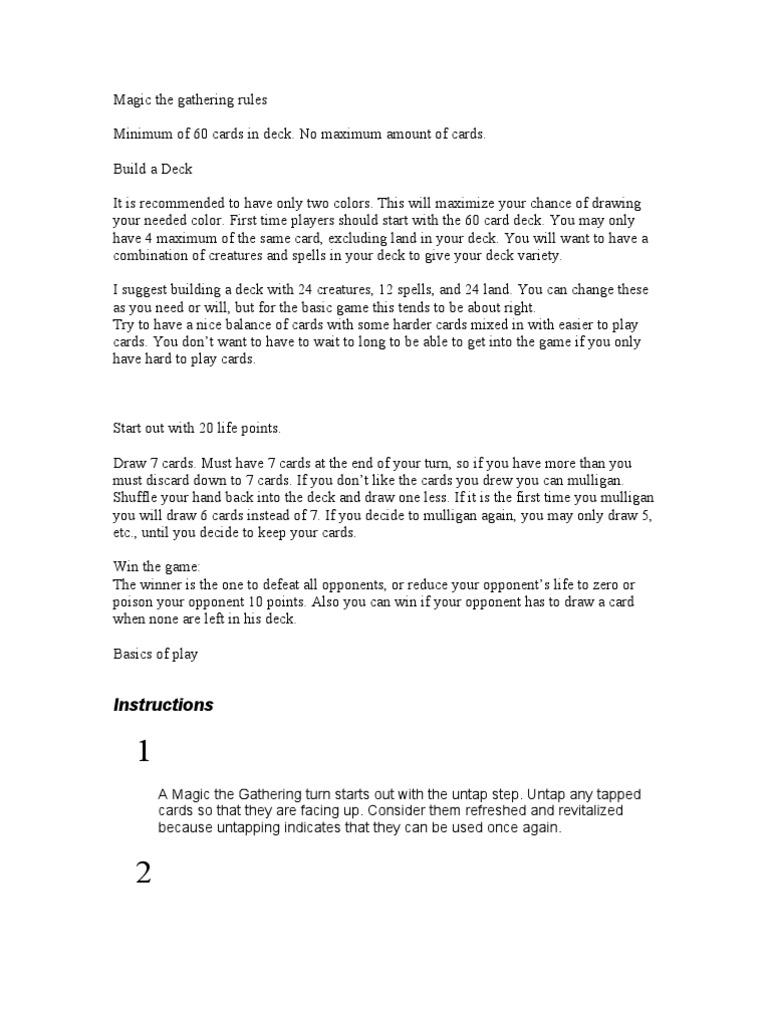 A Comprehensive Guide To The Basics Of Magic The Gathering Pdf Leisure