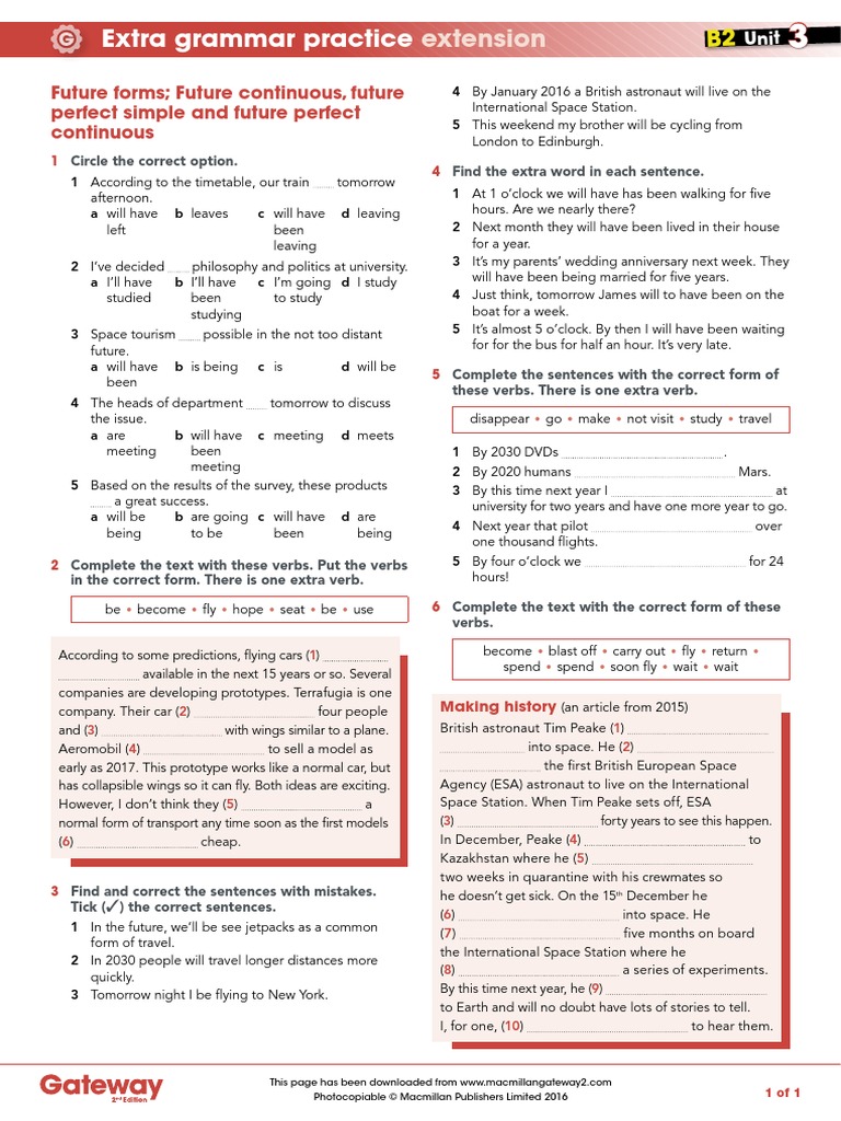 B2 UNIT 3 Extra Grammar Practice Extension | PDF | Spaceflight ...