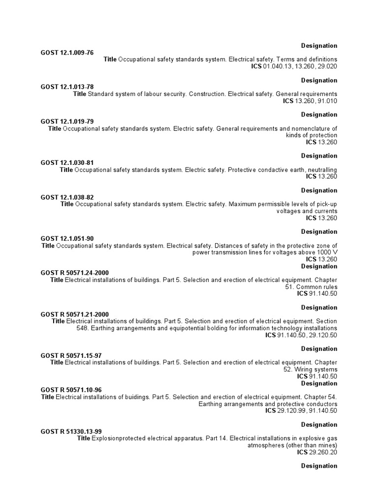 Electrical Safety Standards Overview | PDF | Electrical Wiring ...