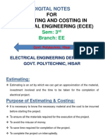 FOR Estimating and Costing in Electrical Engineering (Ecee) : Digital Notes