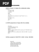 PL/SQL Programms: WRITE A Program To Display The Multiplication Tables