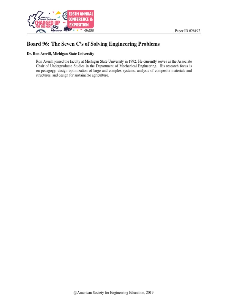 Board 96 The Seven C S of Solving Engineering Problems | PDF | Test ...