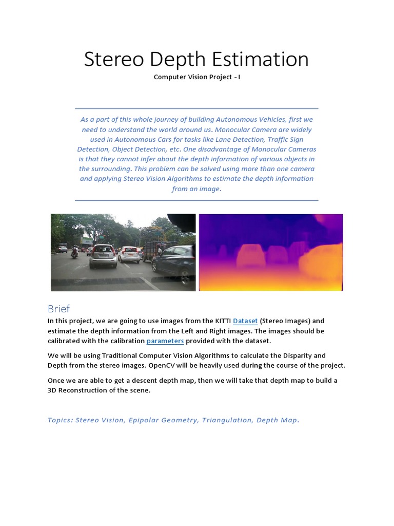 Stereo Depth Estimation for 3D Reconstruction | PDF | Computer Vision ...
