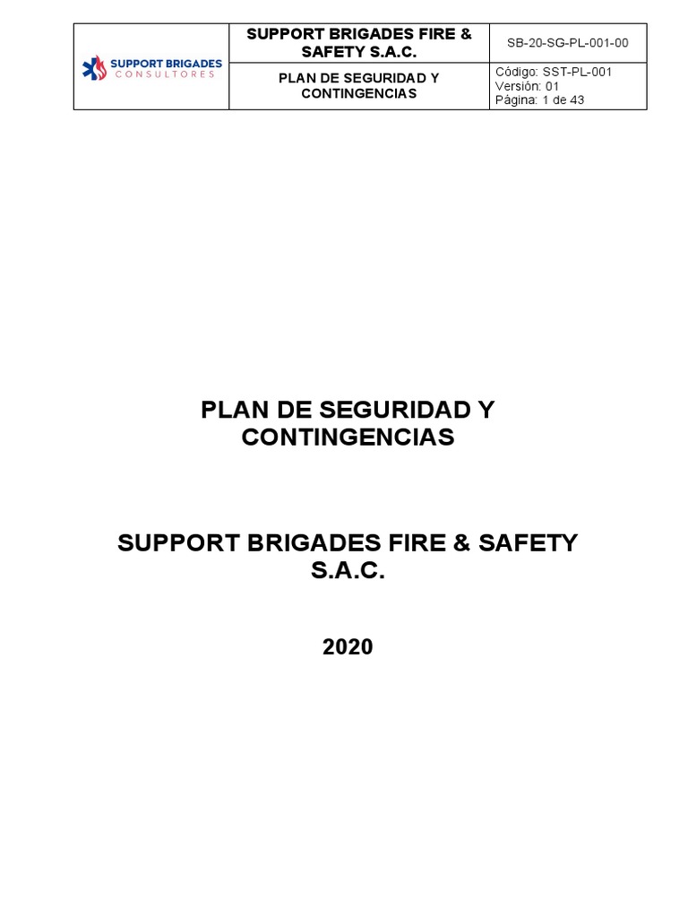 SB20SGPL00100 Plan de Seguridad y Contingencias | PDF | Dióxido de ...