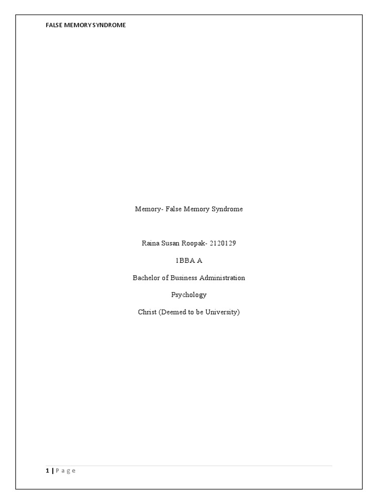 False Memory - Psychology CIA 3 | PDF | Memory | Cognitive Science