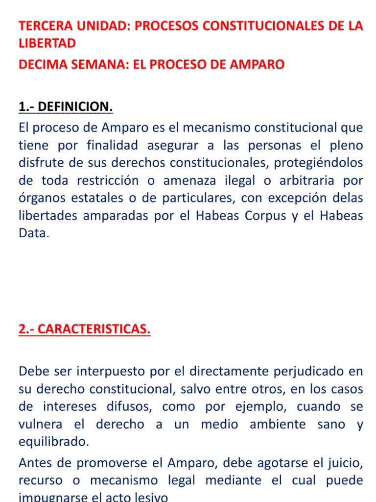 Proceso de Amparo y Derechos Constitucionales | PDF | Habeas corpus ...