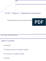 IE 231 - Chapter 4 - Mathematical Expectation: Istanbul Bilgi University, Faculty of Engineering and Natural Sciences