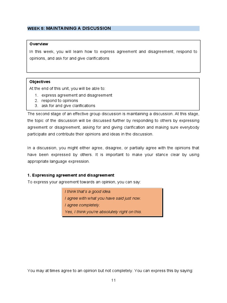 Mastering Discussion Skills: Agreement & Clarification | PDF ...