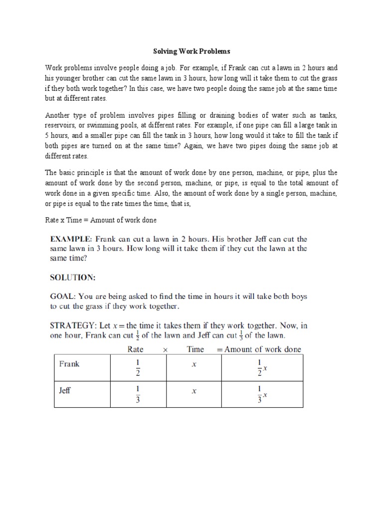 Solving Work Problems | PDF