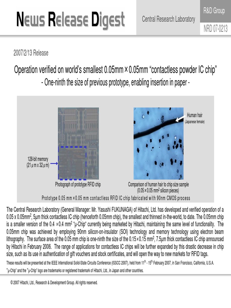 Operation Verified On World's Smallest 0.05mm×0.05mm 