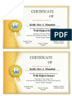 Certificate OF: Keith Alex A. Manabat