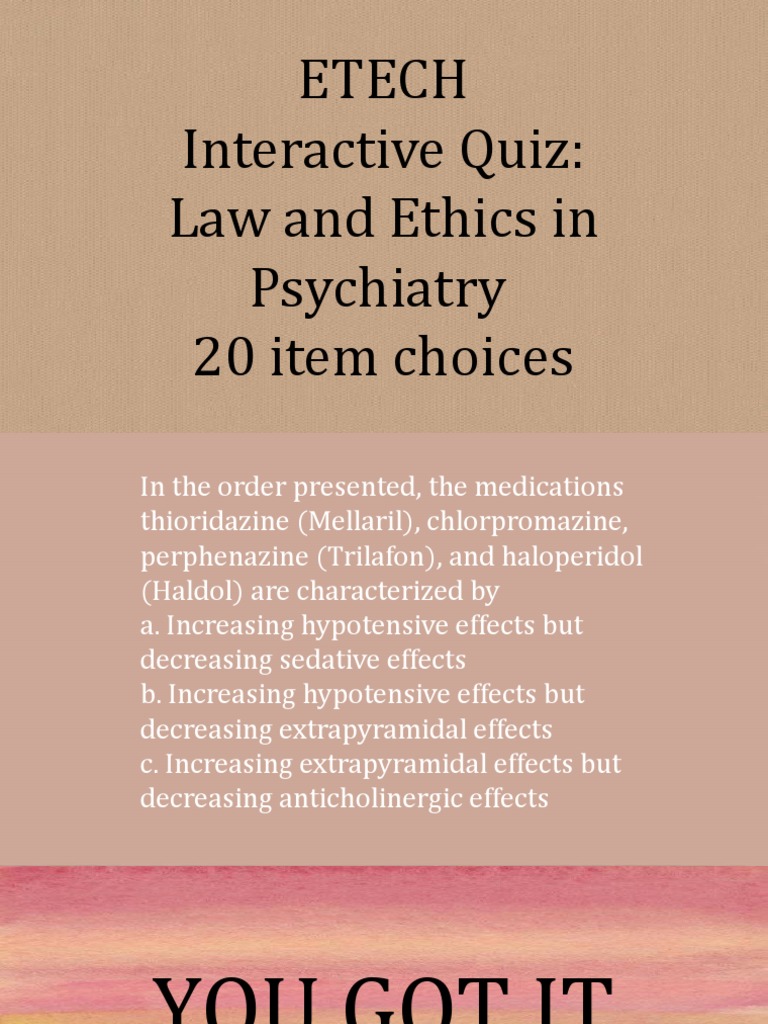 Psychiatry Law and Ethics Quiz An Interactive Assessment on Key