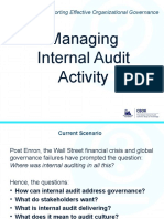 Managing Internal Audit Activity: Promoting and Supporting Effective Organizational Governance