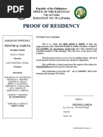 Barangay Certification Proof of Residency