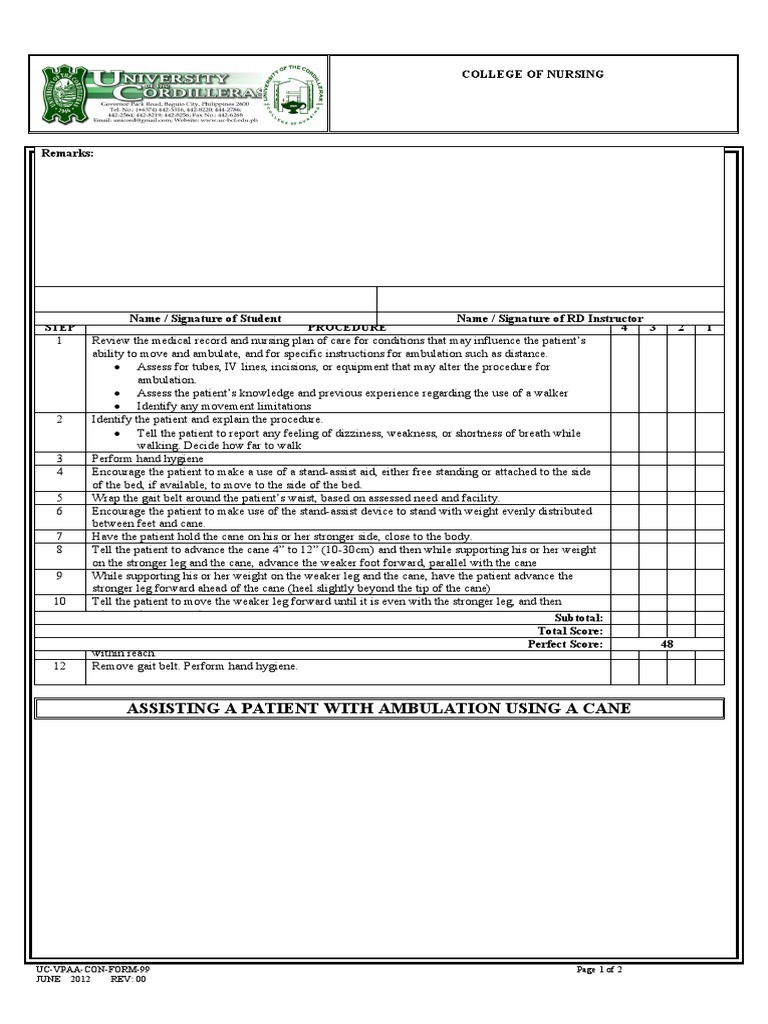 Cane Use for Patient Ambulation | PDF | Walking | Patient